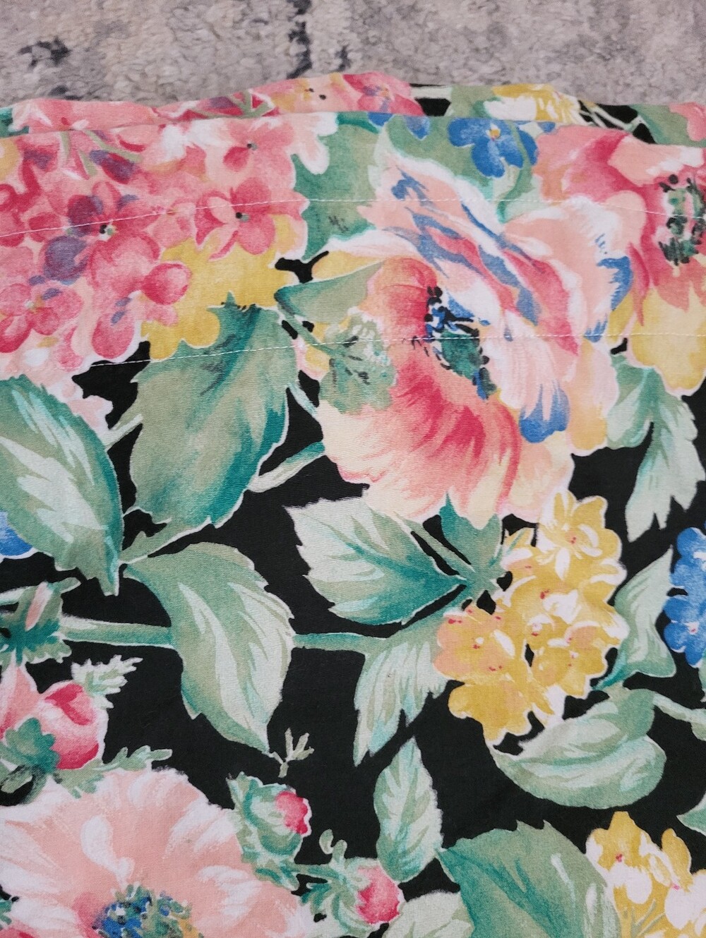 Vintage Cotton Homemade Floral Valances Set Extra Long 168x21